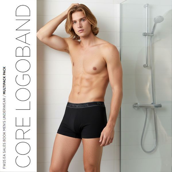 Чоловічі труси Emporio Armani 3-PACK TRUNK MC198 преміум якості різнокольорові AF10779 EM000370 MC198 фото