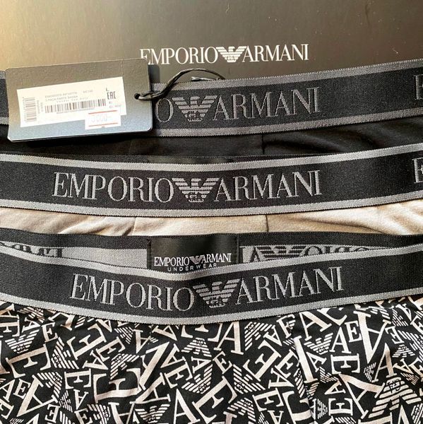 Чоловічі труси Emporio Armani 3-PACK TRUNK MC198 преміум якості різнокольорові AF10779 EM000370 MC198 фото